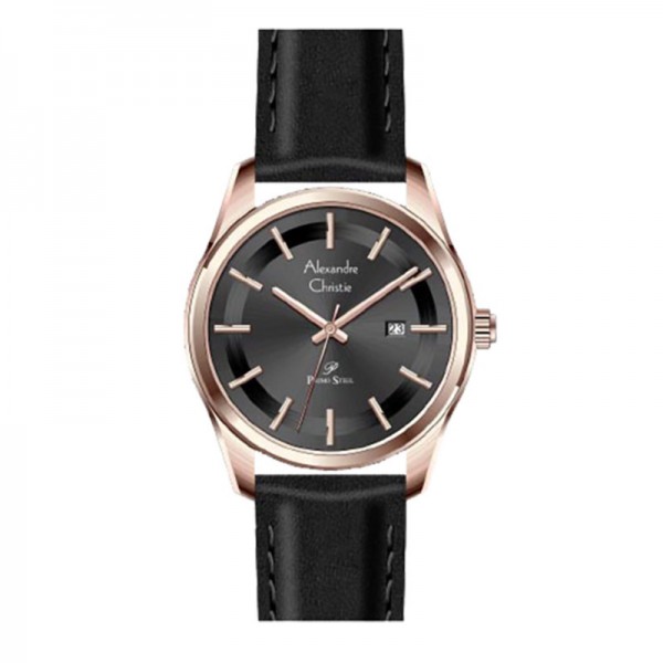 Alexandre Christie AC 1027 Rosegold Black Man Leather MDLRGBA